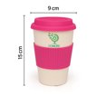 thumbnail image 5 of Domore set 4 vasos cafeteros 500 ml rosa fibra de bambú reutilizables con tapa, 5 of 5