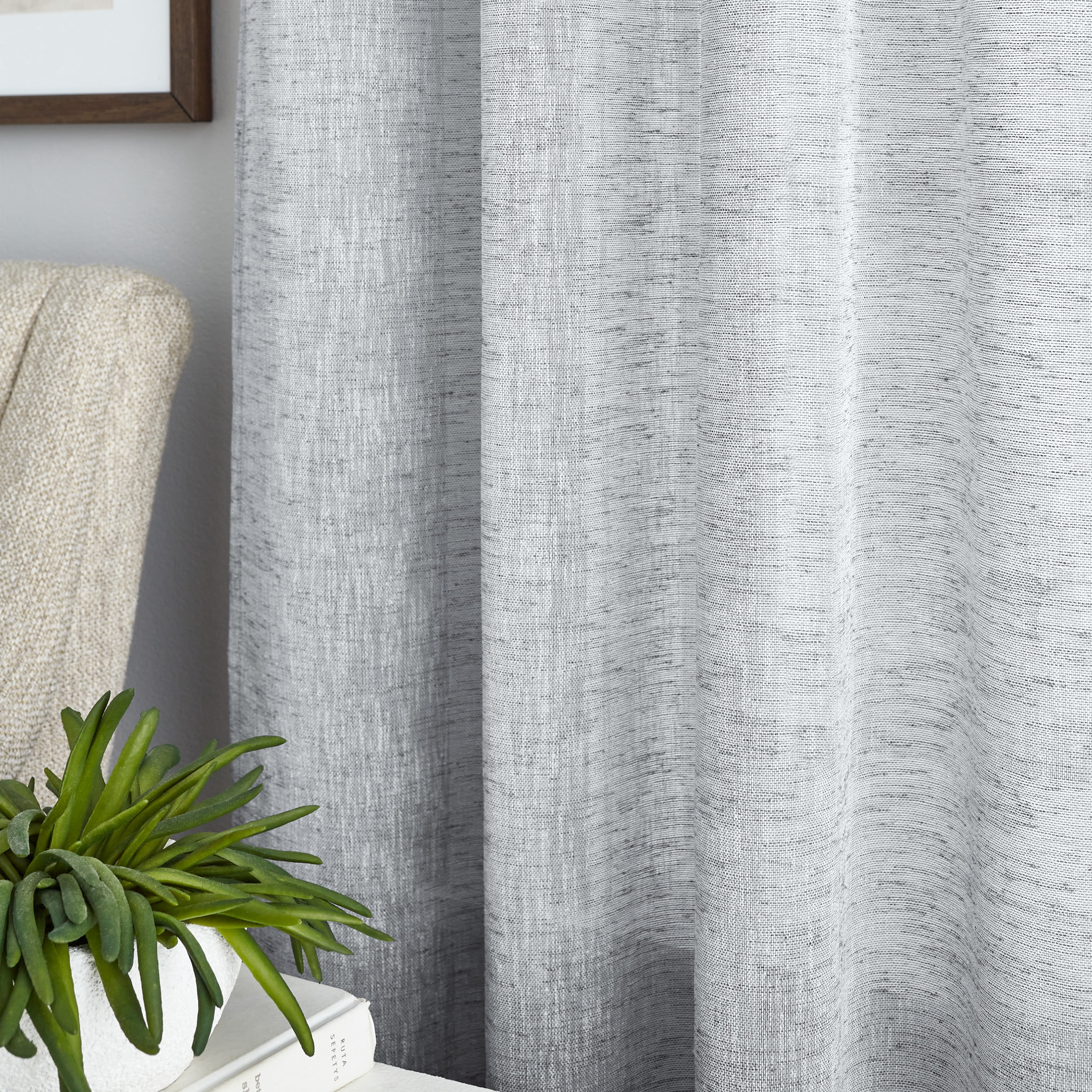 Curtainworks Pandora Indoor Polyester Sheer Rod Pocket Panel Pair , Grey , 38"x63" , Set of 2