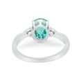 thumbnail image 4 of Three Stone Oval Engagement Ring Paraiba Tourmaline CZ 925 Sterling Silver Size 6, 4 of 5