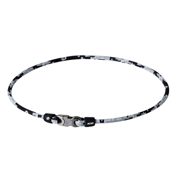Phiten X30 Collier Numérique Camouflage Titane - Collier Sport avec Technologie Aqua Titane pour Tension Cou et Épaule - Noyau en Élastomérique Puissant avec Sphères en Micro Titane - Nuit, 18 Pouces