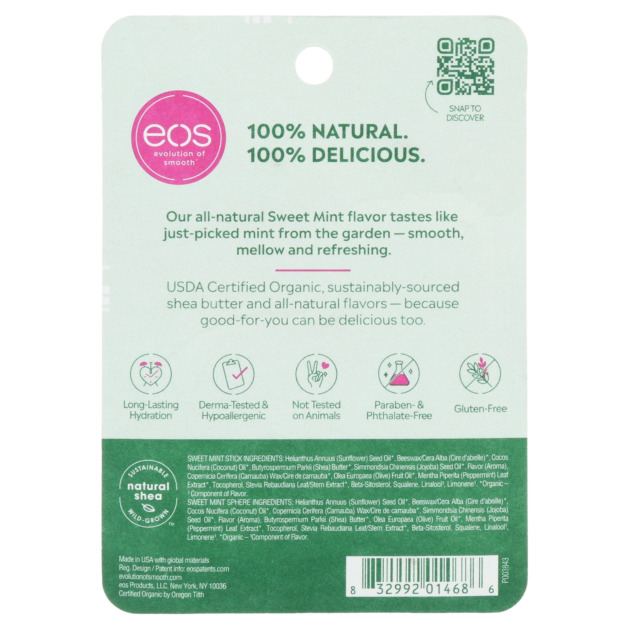 eos 100% Natural & Organic Lip Balm Stick & Sphere - Sweet Mint | 0.39 oz