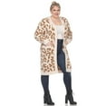 thumbnail image 3 of White Mark Women's Long Sleeve Leopard Sherpa Cardigan, 3 of 5