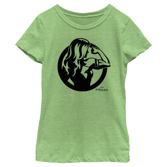 Girl's She-Hulk: Attorney at Law Flex Icon Outline  Graphic Tee Green Apple Large