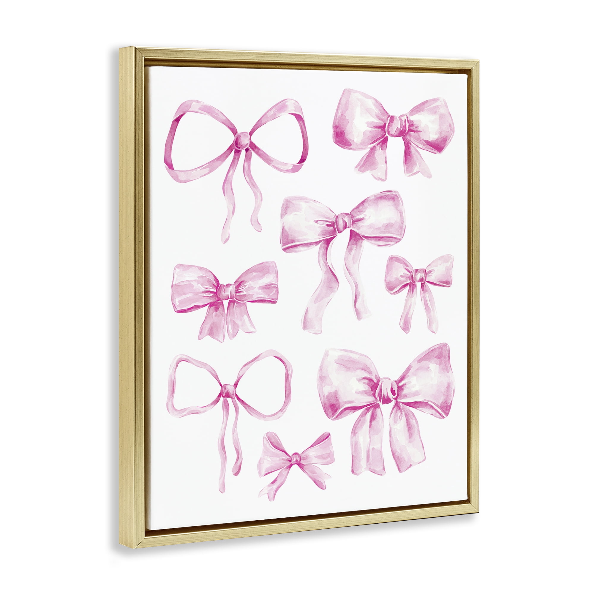 Stupell Industries Coquette Bow Collection Gold Framed Floater Canvas Wall Art, design by Bethany Sandoval