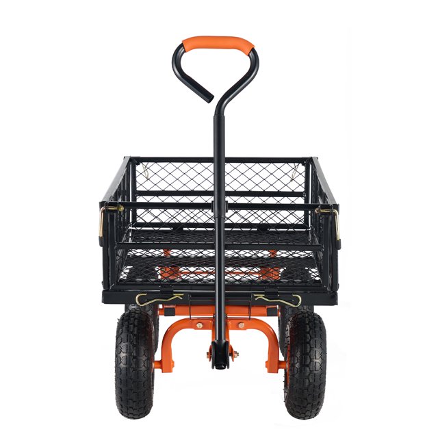 KFFKFF Chariot de Cour, Véhicule de Transport Métallique Robuste à Installation Facile, Chariot de Transport Polyvalent avec Poignée à Double Fonction, Chariot à Main avec Capacité de Charge de 400 Lb, Équipé de Roues de 10 Pouces