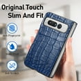 thumbnail image 2 of SaniMore for Google Pixel Fold 7.6" 2023 Case, Crocodile Texture PU Leather ull Protection with Tempered Glass Screen Protector Wear-resistant Vintage Folding Shell Shockproof Drop-resistant, Blue, 2 of 8