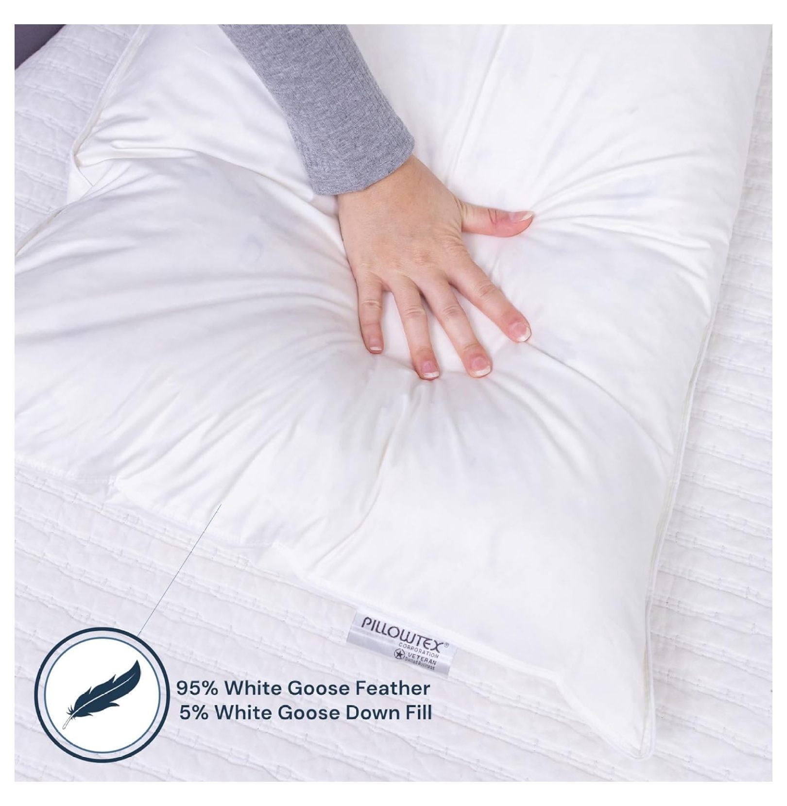 White Body Pillow XYT 20x72-Inch Goose Down For Bedroom Sleeping Full Body Support