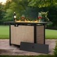thumbnail image 4 of Nuu Garden 43" Propane Fire Pit Table,  50,000 BTU Outdoor Metal Gas Fire Pit with Lid and Glass Beads, Rectangle, Light Brown, 4 of 10
