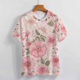 thumbnail image 3 of Floral Colorful Flower Women's Short Sleeve T-Shirt Crew Neck Casual Summer Trendy Loose Fit Tops, 3 of 6
