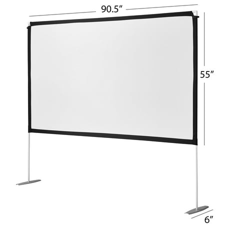 onn. 100" Portable Indoor/Outdoor 16:9 Theater Projection Screen, Detachable Legs, White, 100024196