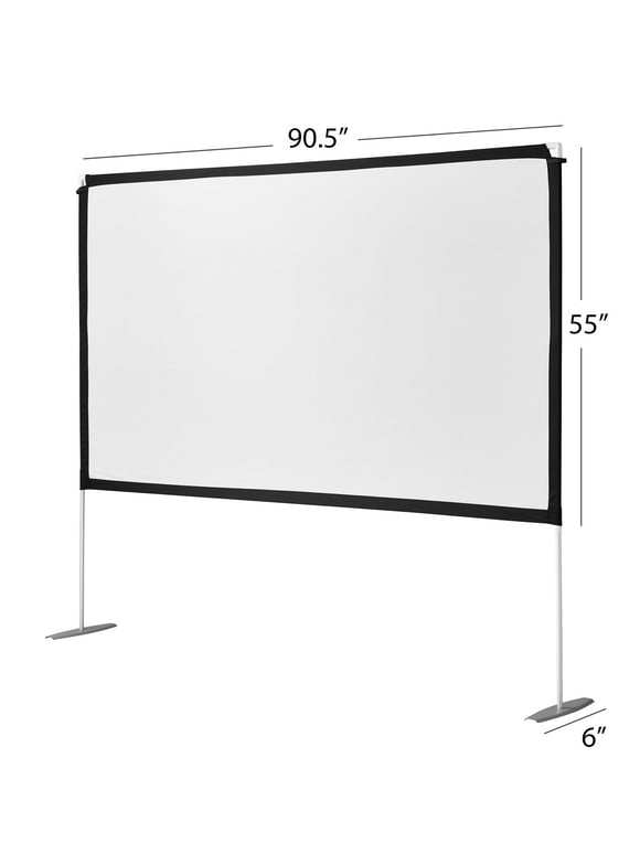 onn. 100" Portable Indoor/Outdoor 16:9 Theater Projection Screen, Detachable Legs, White, 100024196