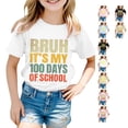 thumbnail image 1 of SUXIAN T-Shirts pour Enfants Mode Décontractée Imprimé Col Rond Ample Manches Courtes T-Shirt Haut Col Rond Hauts pour Filles Blanc_002 6-7 Ans, 1 of 4