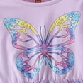 thumbnail image 4 of USNSM Girls' Butterfly Dress with Embroidery and Fluffy Tulle Princess Dress with Long Sleeves and Round Neck and Knee-Length Dress Purple 5 Years, 4 of 5