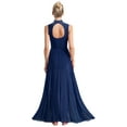 thumbnail image 2 of Raenseen Robe Longue Maxi de Danse Lyrique pour Femme Sans Manches Robe de Danse Moderne Contemporaine Tenue de Danse Bleu Marine TG, 2 of 7