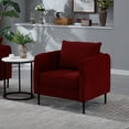 thumbnail image 2 of Modern Velvet Accent Chair with Metal Legs and Plush Pillow, Mid-Century Single Sofa Chair for Living Room, Bedroom, Office, 2 of 17