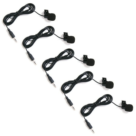 Mini Lavalier Microphone (HDE 5 Pack 3.5mm Lavalier Microphone Mini Hands Free Clip On Lapel Mic for Smartphones Cameras Recorders PCs and)