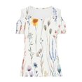 thumbnail image 5 of Fiudx Ofertas Flash Del Día Camiseta Sexy de Verano para Mujer, Blusa con Hombros Descubiertos, Cuello En V, Manga Corta, Camisetas Sólidas, 5 of 5