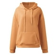 thumbnail image 4 of Daznico Sweatshirt for Women - Womens Hoodie with Loose Pullover Long Sleeve Spliced with String Pocket Hoodie Sweater, Hooded Sweatshirt Women,Color:Orange Size:S, 4 of 5