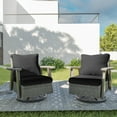 thumbnail image 2 of MeetLeisure 2-Piece Outdoor Polyethylene (PE) Wicker Swivel Rocker Chair，Black, 2 of 9