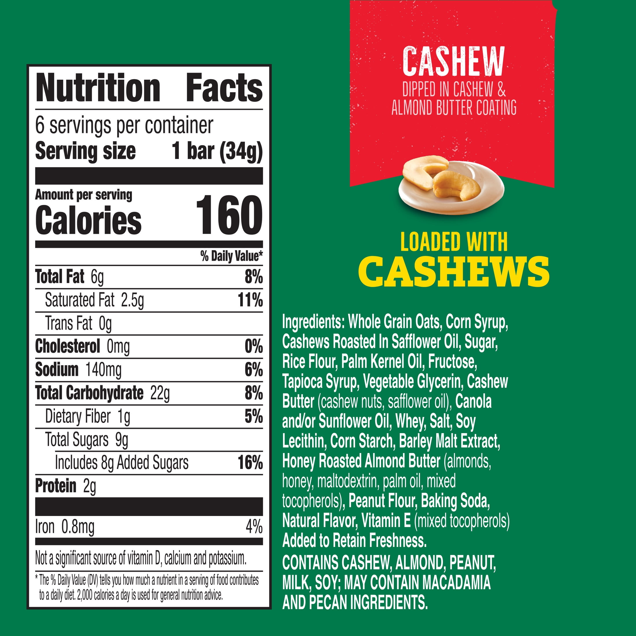 (12 pack) Nature Valley Sweet and Salty Nut Granola Bars, Cashew, 6 Bars, 7.2 oz