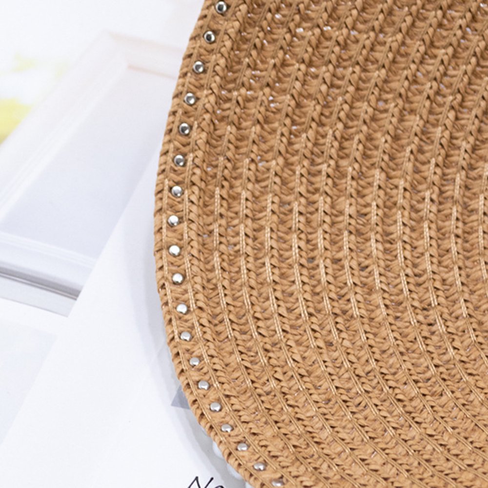 Chapeau De Paille Pliable Avec Bandeau Perles - Pare-soleil été, Voyage, Plage, Jardin | Pour Femme, Protection Solaire Décontractée - 10