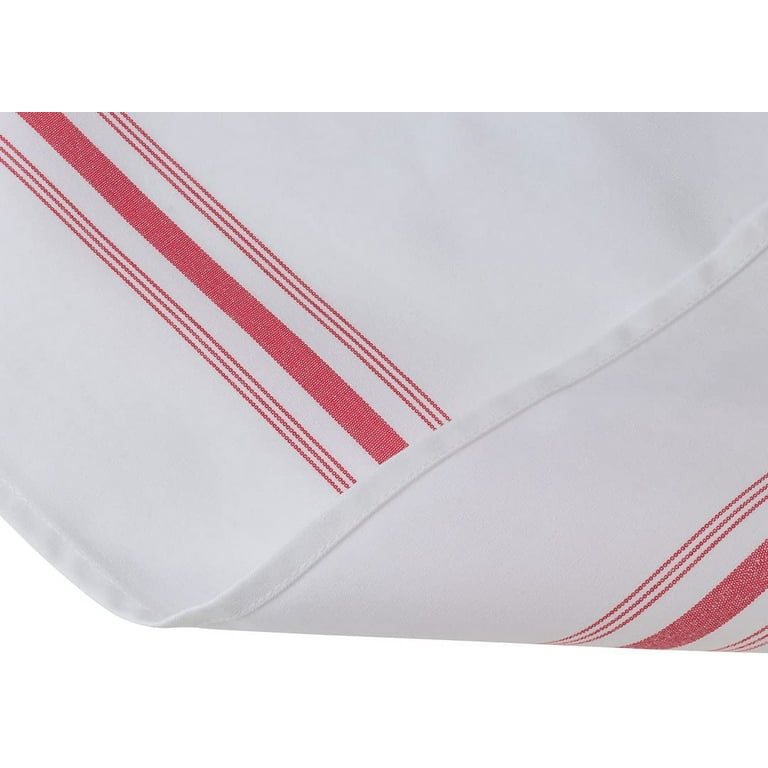 Luxenap White Woven Cloth Bistro Napkin - Black Stripe - 18 1/2 x