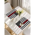 thumbnail image 5 of Red American Flag Placemats Set of 4, Black White Striped US Flag Stars Placemats for Dining Table, Place Mats for Kitchen Tabletop, Waterproof Wipeable Dining Table Mats Set, 5 of 9