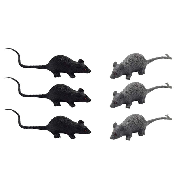 6 PCS Nuevo modelo de simulación peculiar modelo realista Terror de terror Figuras de ratón Pequeño ratón falso Toy Toy Kids 'Jueces de juguete Halloween Joke (Black and Grey Mixed)