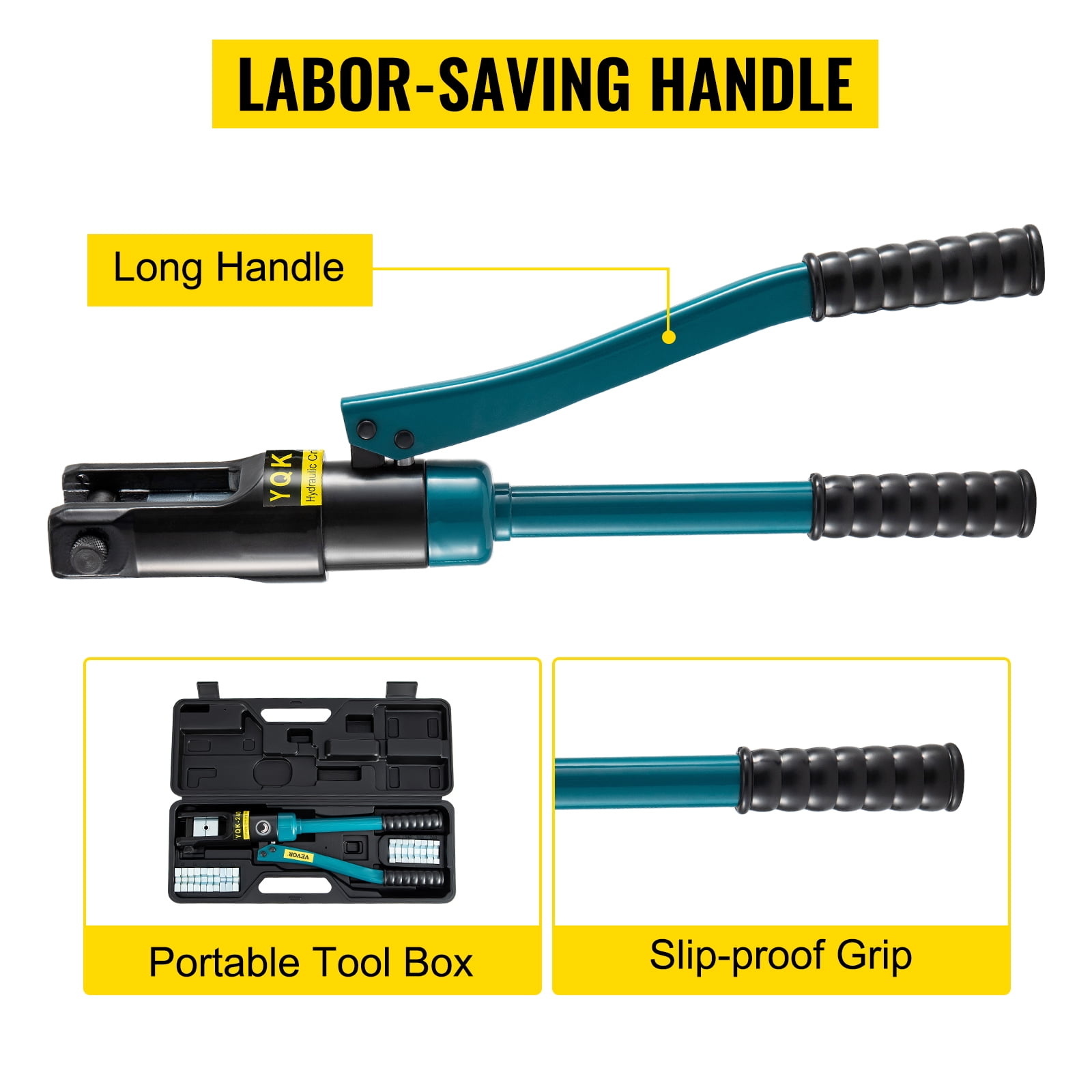 BENTISM 12 Ton Hydraulic Wire Terminal Crimper Battery Cable Lug Crimping Tool w/Dies