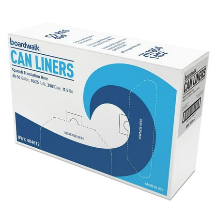 

Boardwalk V8046MNKR02 45 Gallon 10 microns 40 in. x 46 in. High-Density Can Liners - Natural (250/Carton)