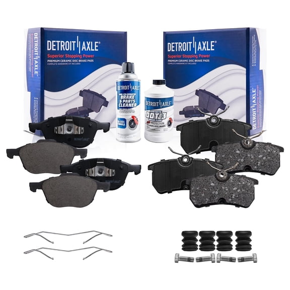 Detroit Axle - Brake Pads for 2005 2006 2007 Ford Focus, Front and Rear Ceramic Brake Pads w/ Hardware Replacement