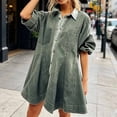 thumbnail image 5 of Livrdious Oversized Denim Dresses for Women Long Sleeve Button Down Denim Dress Womens Babydoll Jean Shirt Dresses, S-2X, 5 of 8