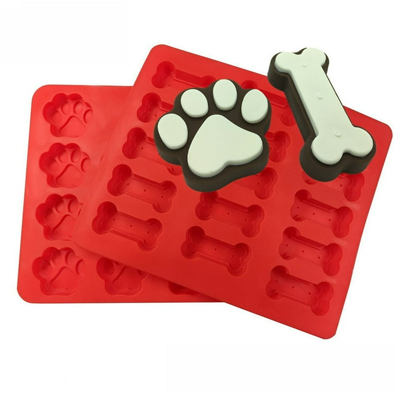 2pcs Food Grade Puppy Pets Dog Paws Bones Silicone Baking Molds Cake Mold  Biscui 