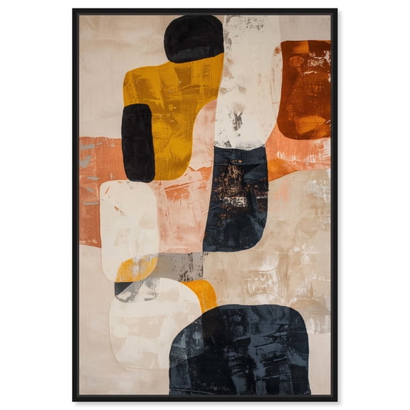 Asphodel Boho Neutral Abstract Canvas Wall Art by Art Remedy, Black Floater Frame, 10"x15"