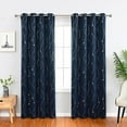thumbnail image 1 of Blackout Curtains for Living Room, 2 Panels Darkening Curtains with Silver Wave Line Print Drapes for Bedroom 52W x 72L, 1 of 2