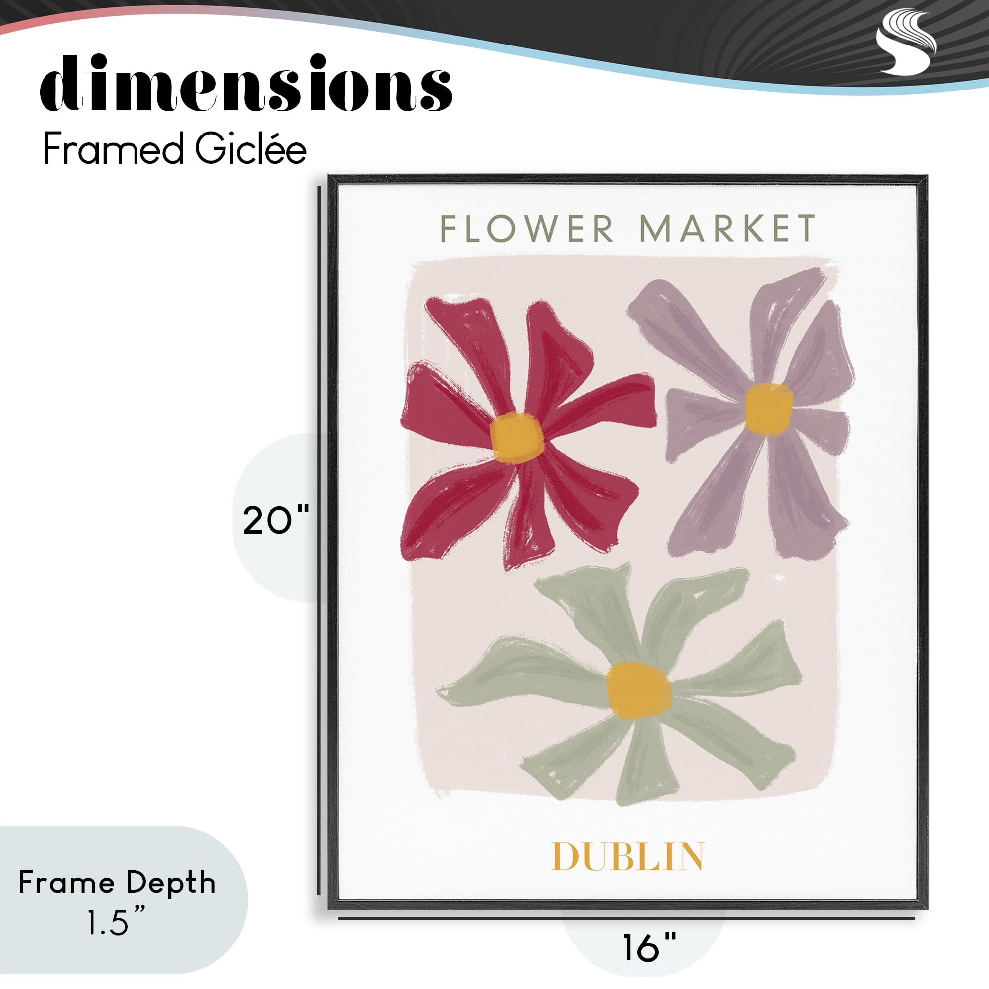 Stupell Industries Muted Dublin Flower Market Black Framed Giclee Art, design by Lucille Price