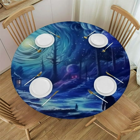 

BCIIG Round Table Cover Stain Resistant and Washable for Indoor Outdoor Tablecloth Kitchen Dining Wedding Parties 100% Polyester Full Width Single-Sided Print 38 -42