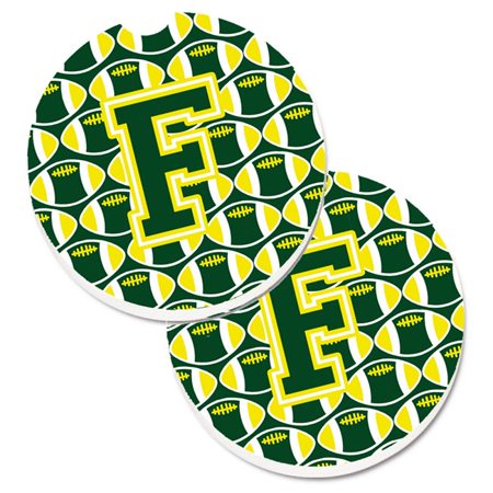 

Letter F Football Green & Yellow Set of 2 Cup Holder Car Coaster