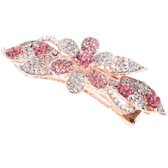AURARMLET Elegant Pink Vintage Hair Accessories with Rhinestones Metal Hair Clip for Prom Ceremony and Everyday Style