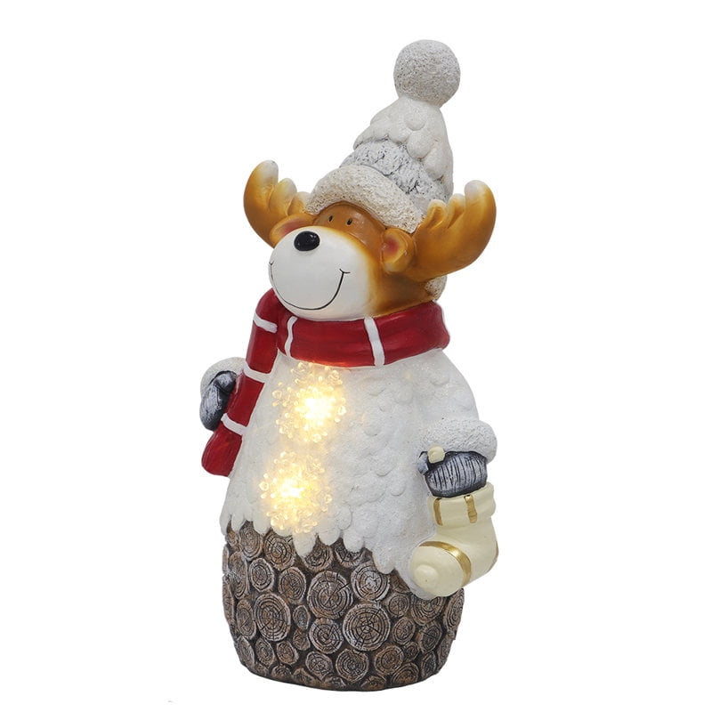 Christmas Reindeer Resin Sculture w LED Lights