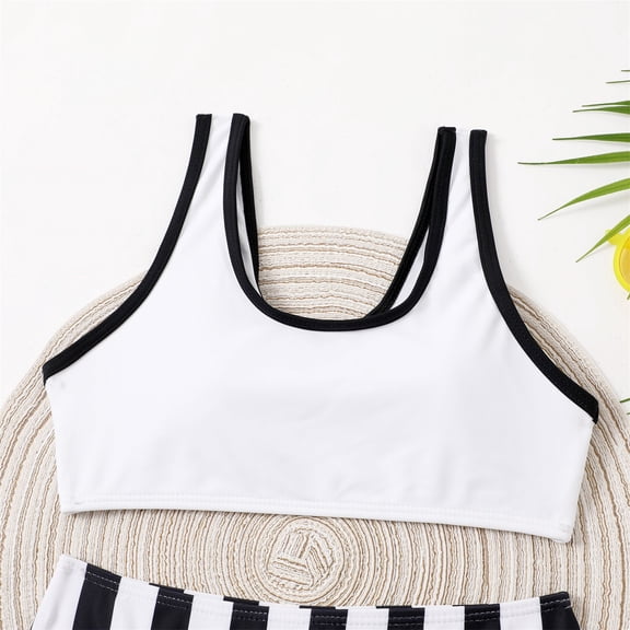 Vedolay Girl's Swimsuits Girl's 2 Piece Criss Cross Bikini Set Spaghetti Strap Bathing Suits Swimwear,Black 7-8 Years