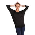 thumbnail image 2 of 5574 Plus Size Black Women's Luxe Rayon Boat Neck Dolman 3/4 Sleeve With Side Ruched Top Black 2X, 2 of 7
