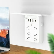 Multi Plug Outlet with Shelf, Smasener 6-Outlet Extender Socket with 4 USB Charging Ports (3.4A Total) and Night Light, Wall Outlet Expander Power Strip - White