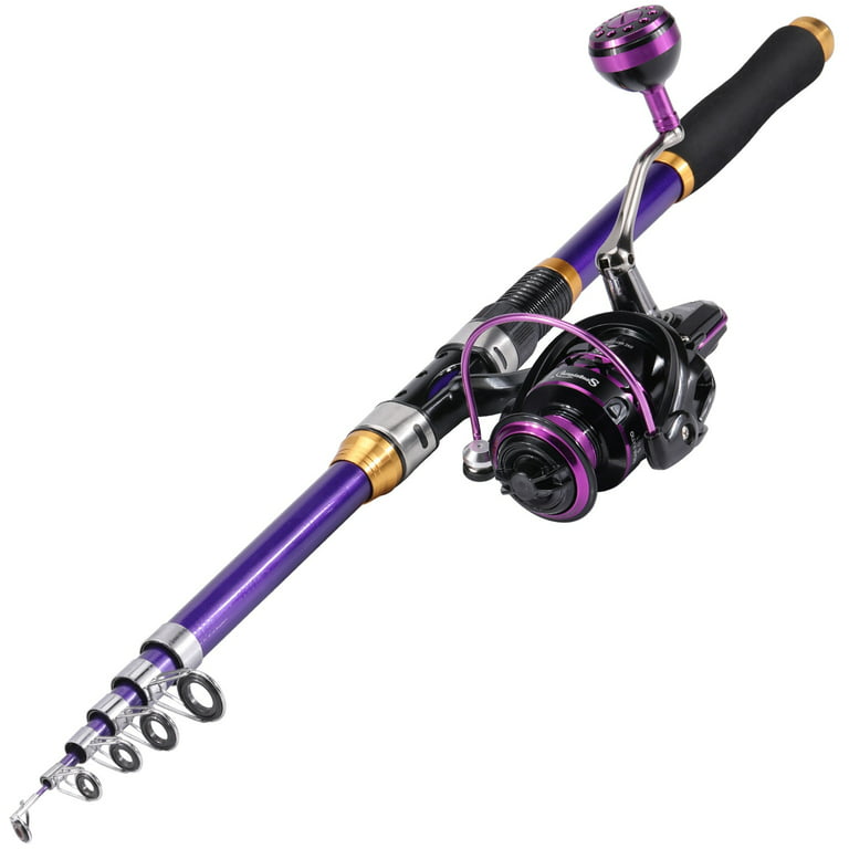  Travel Fishing Rod Purple Fishing Rod Combo