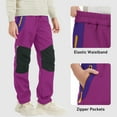 thumbnail image 4 of KAUOD Boys Fleece Lined 𝗦now Pants Elastic Waist Mesh Breathable Snowpants Kids Winter Waterproof Warm Ski Bib Overall, 4 of 8
