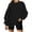 Black, variant on LEAVINGSUO Fall Womens Tops Long Sleeve,Fashion Woman Long Sleeve Round Neck Loose Sweatshirt Solid Blouse Tops Black L
