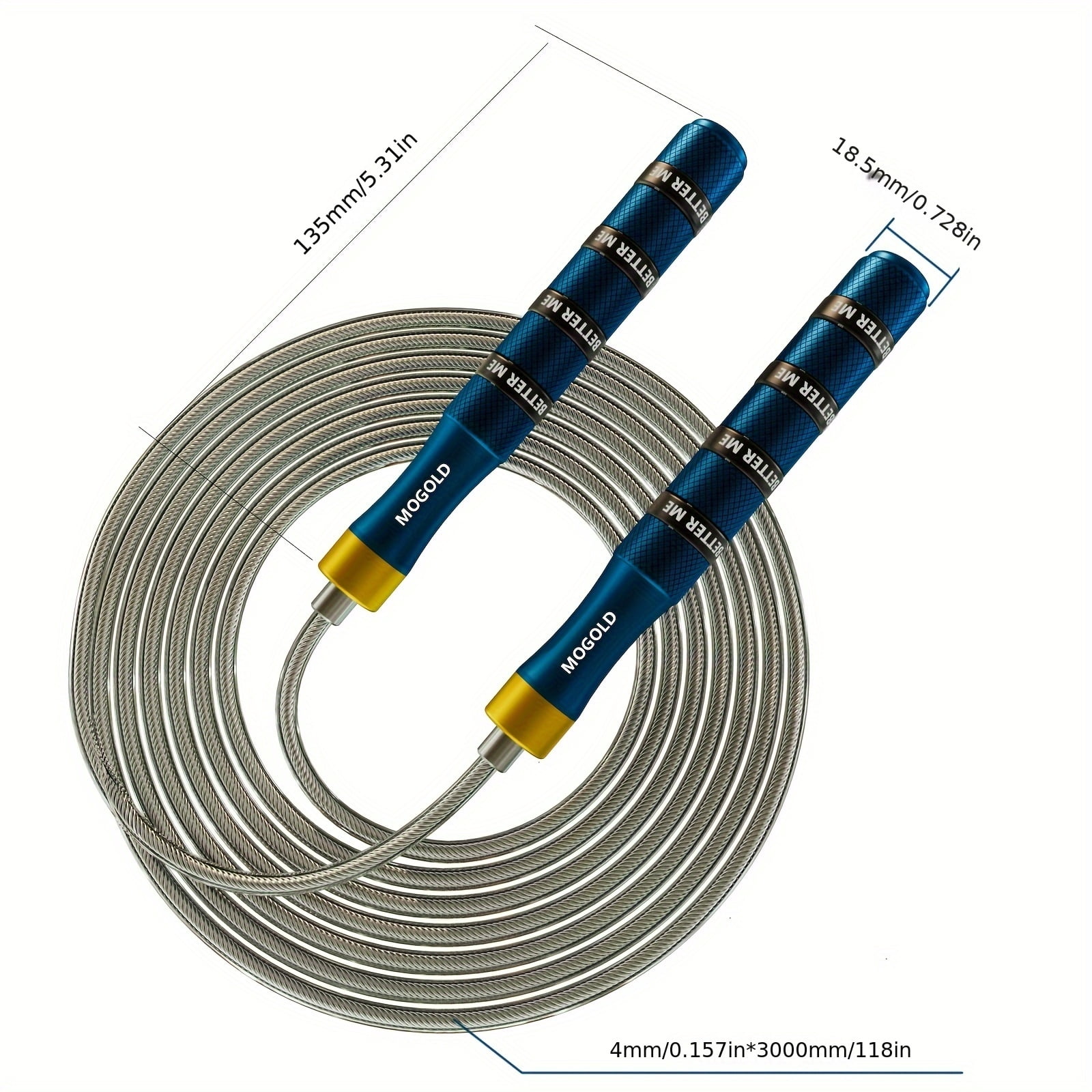 Heavy-duty adjustable speed jump rope, anti-tangle design, self-locking screwless mechanism - extra long (over 1.5 meters), adult jump rope, men's jump rope, women's jump rope, heavy-duty men's jump