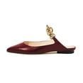 thumbnail image 2 of YDN Women Casual Pointed Toe Mules Low Heels Flats Slip on Slipper Sandals with Gold Chain Summer Shoes Size 7 Red, 2 of 4