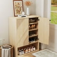 thumbnail image 2 of Modern Fluted Shoe Cabinet,5-Tier Farmhouse Shoe Cabinet with Adjustable Shelves,1 Open Shelf and 2 Doors,44.5" Tall Free Standing Shoe Storage Organizer for Entryway Hallway Living Room, 2 of 7