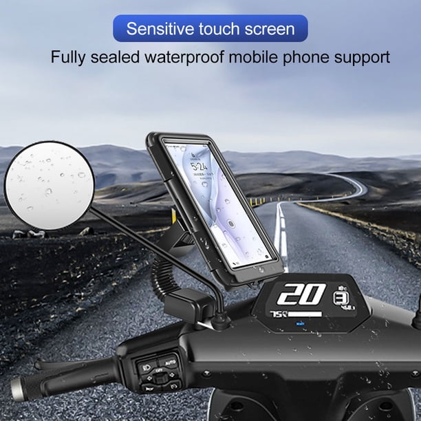 FUTUREORYY Soporte Para Teléfono De Manillar Para Motocicleta Con Base Fija Y Soporte Giratorio Negro